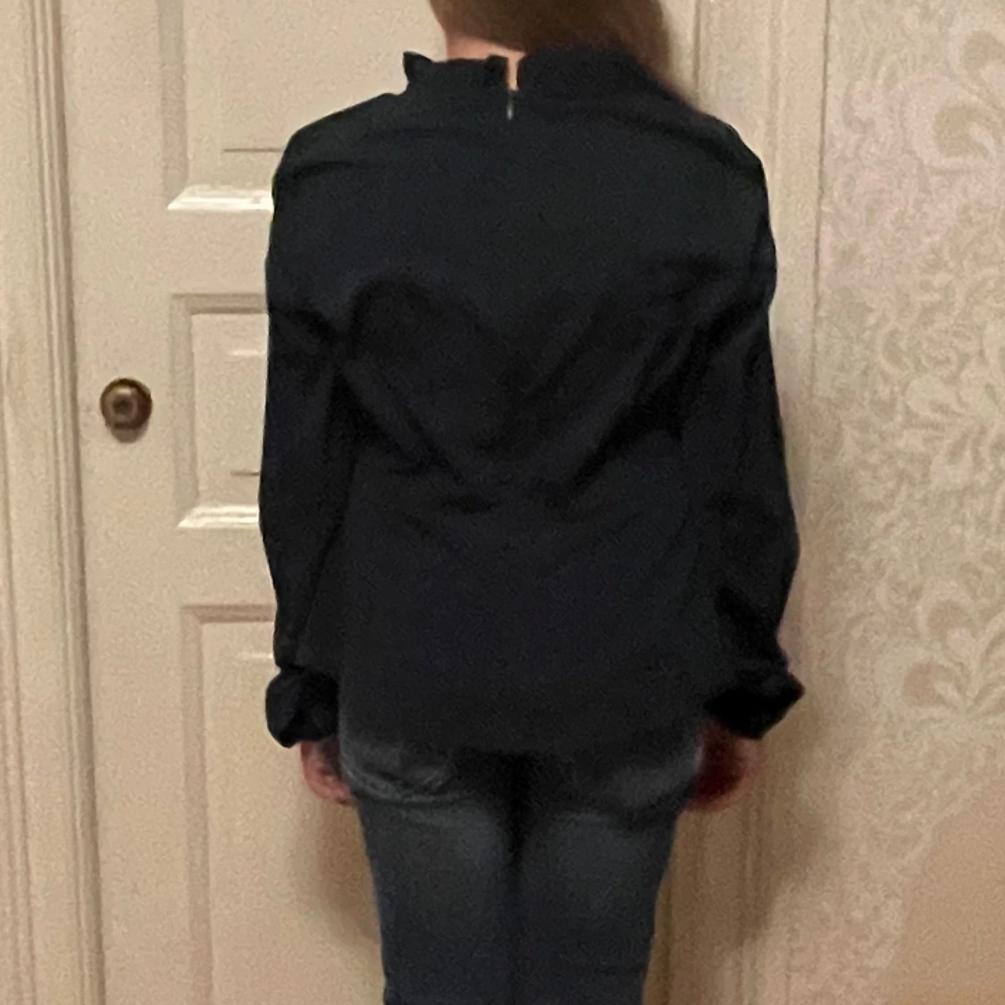 Mörkgrön långärmad blus  - 91