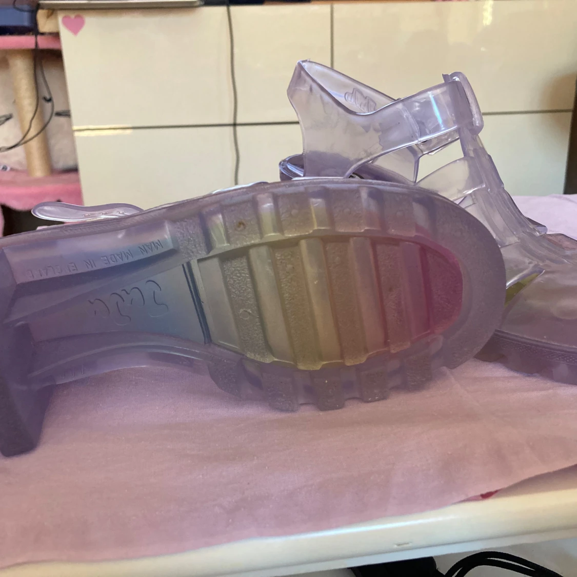 Lila glitter juju jellies med regnbågssula kawaii - 93