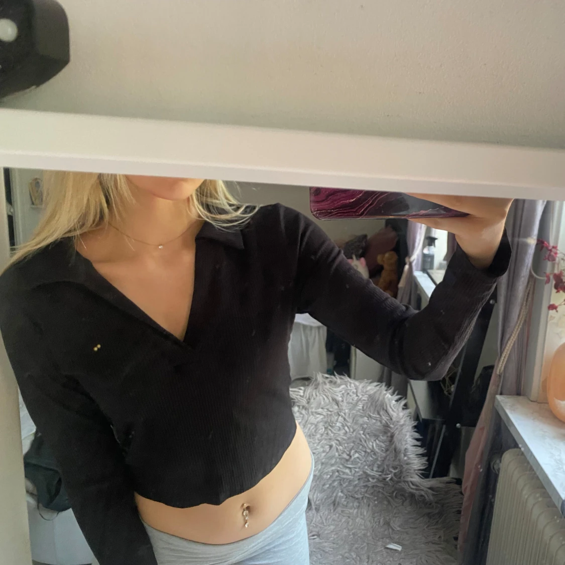 Svart ribbad tröja - 91