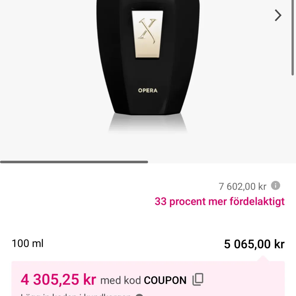 100 ml xerjoff opera bara tagit 2 spray. Parfym.