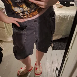 Grå shorts från Bluewear - Säljer ett par grå shorts från Bluewear med flera praktiska fickor. Perfekta för en avslappnad stil. Shortsen har en bekväm passform och är idealiska för vardagsbruk och arbetsbruk under varmare dagar