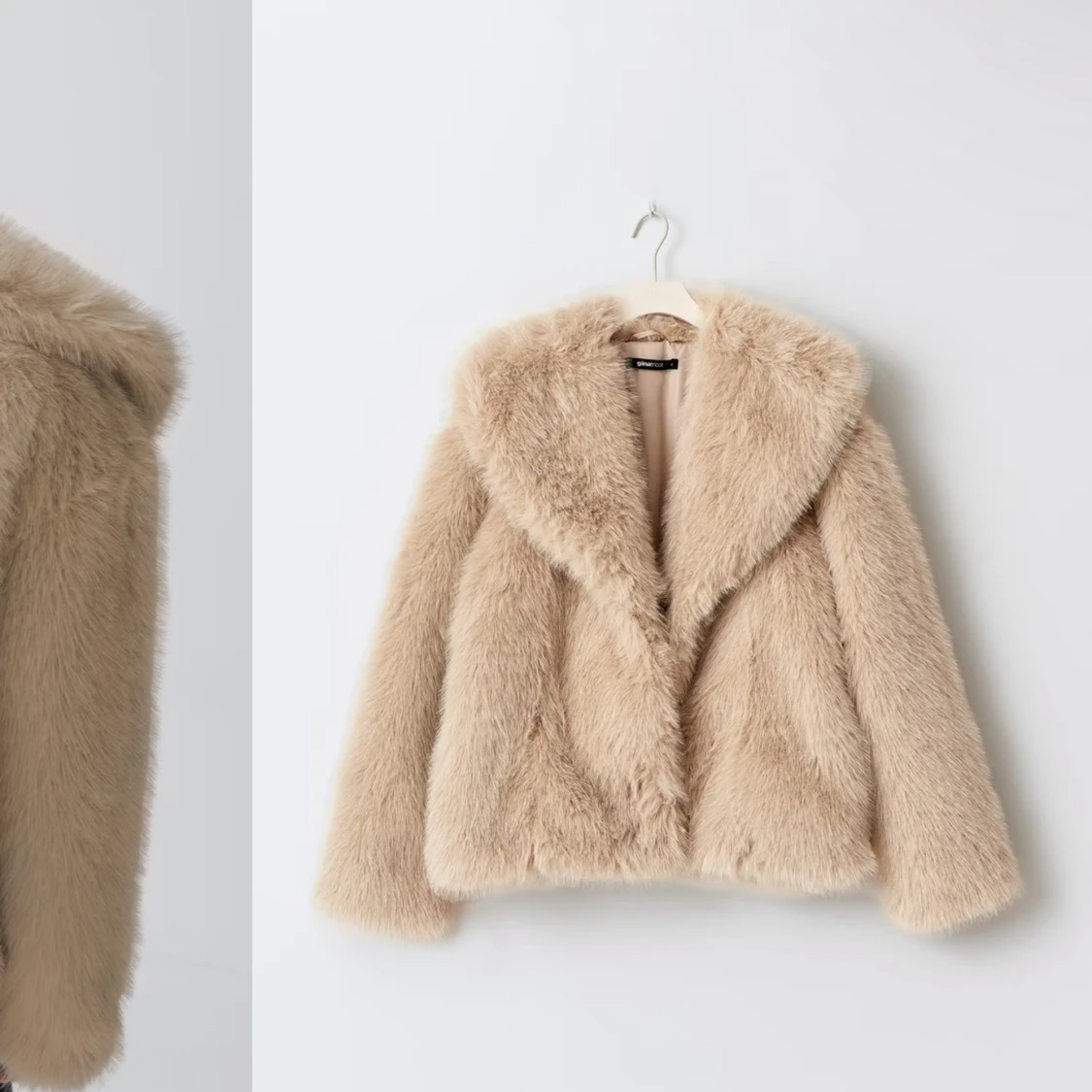 Beige pälsjacka - 90