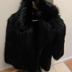 Oanvänd svart fuskpäls jacka  - Helt oanvänd, lappen kvar, fuskpäls jacka i svart som inköptes på Chiquelle för ett par år sedan för 1000kr men som bara har hängt i garderoben. I nyskick med andra ord!  I storlek large men är mer som en medium skulle jag säga. Superfin och fluffig med glansig insida. Kortare i ärmarna.  Hämtas i Blackeberg eller postas.  Katt finns i hemmet. 