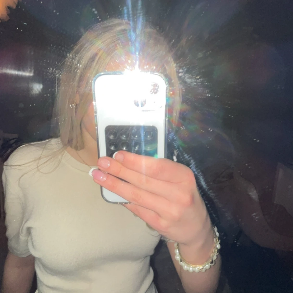 Beige kortärmad topp - 1