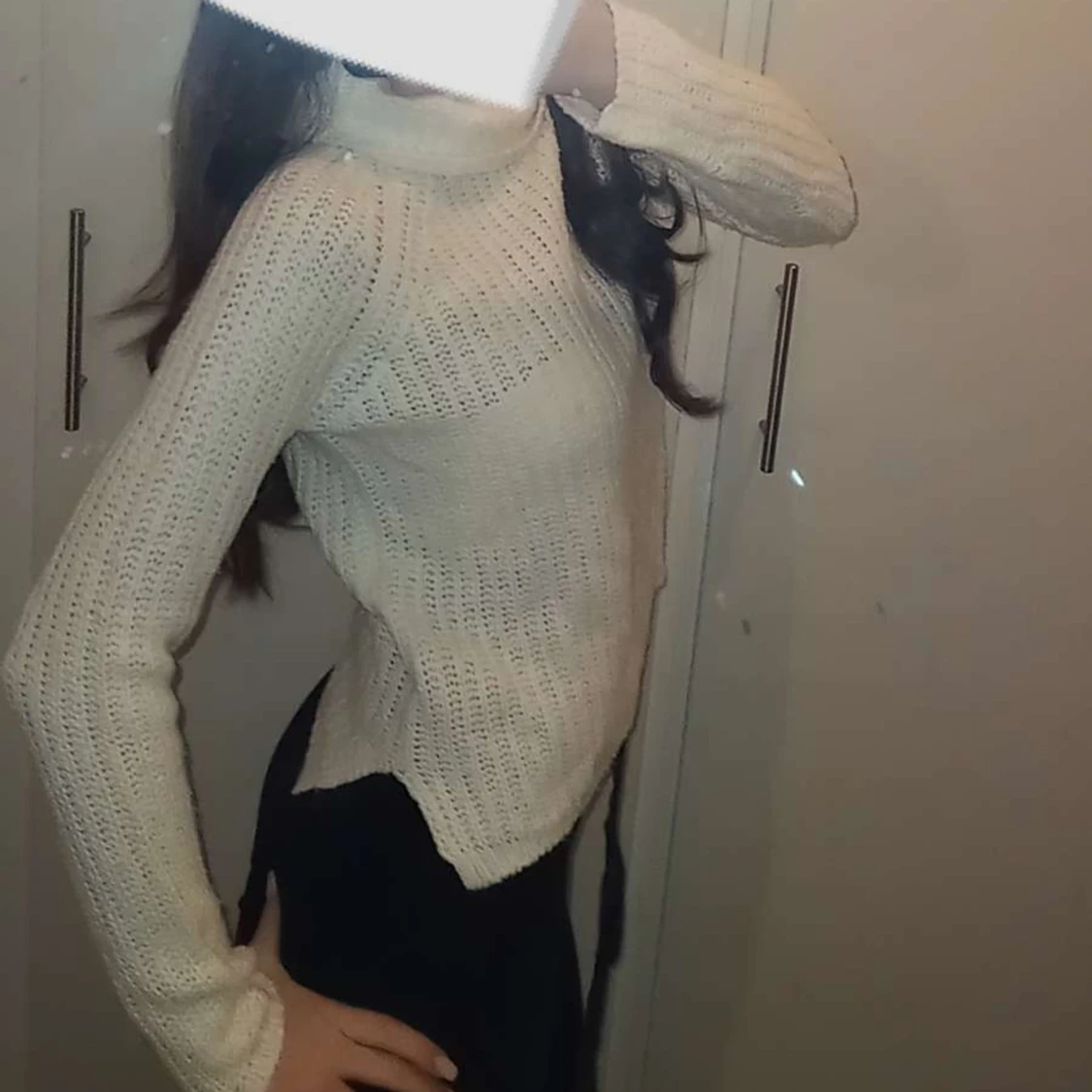 Vit stickad polotröja - 1