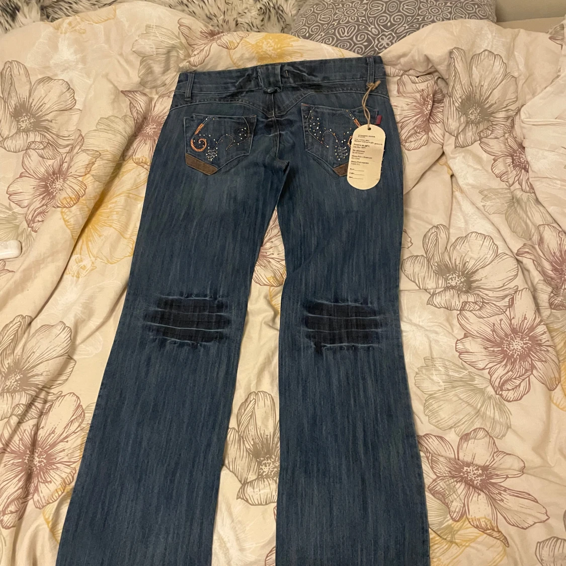 Blå low waisted bootcut jeans - 2