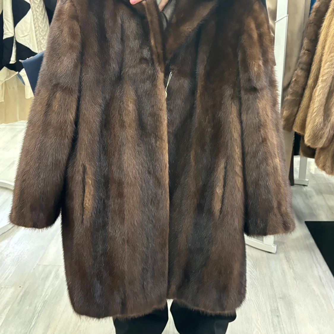 Brun äkta pälsjacka - 90