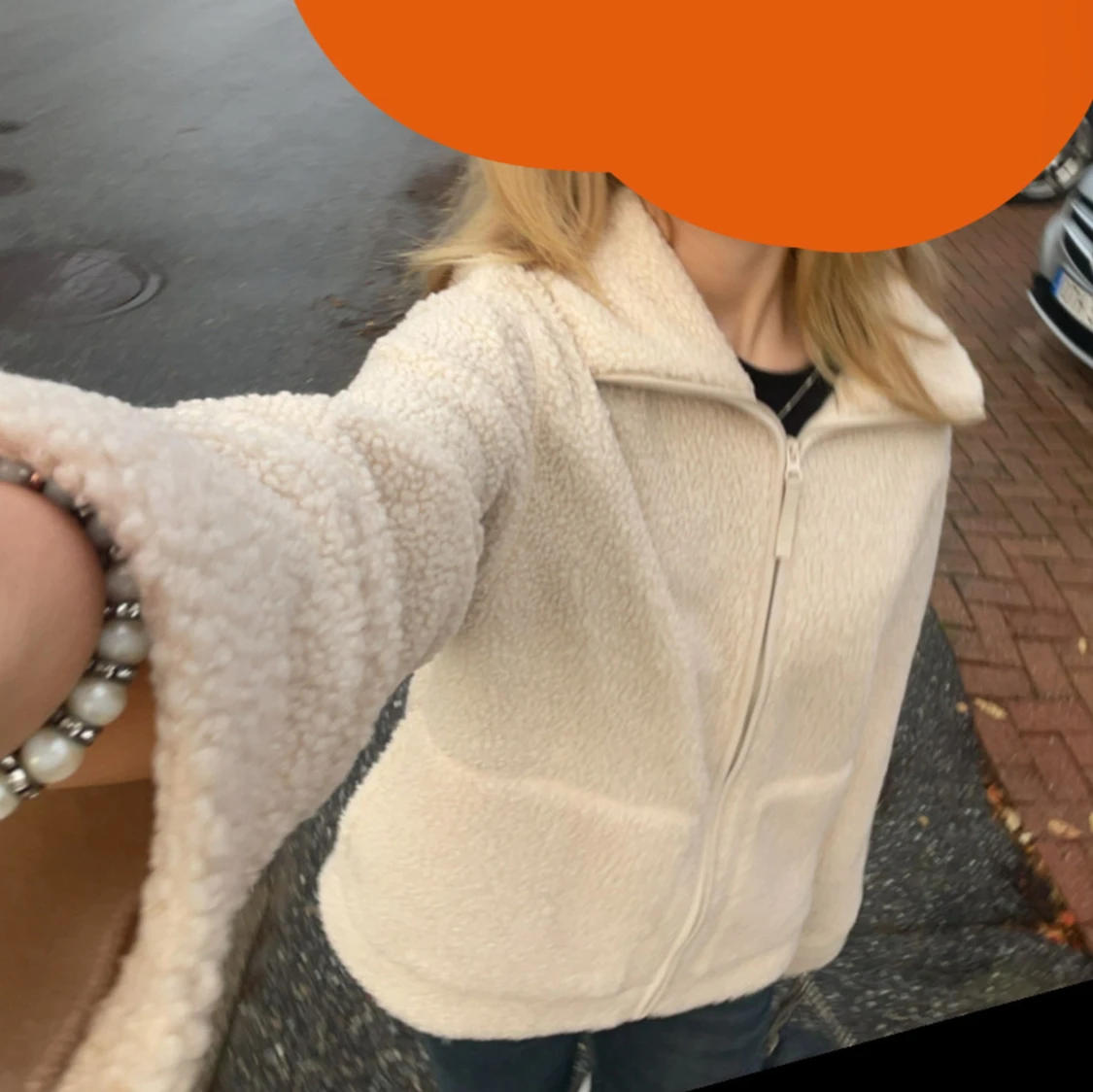 Beige teddyjacka med dragkedja - 91