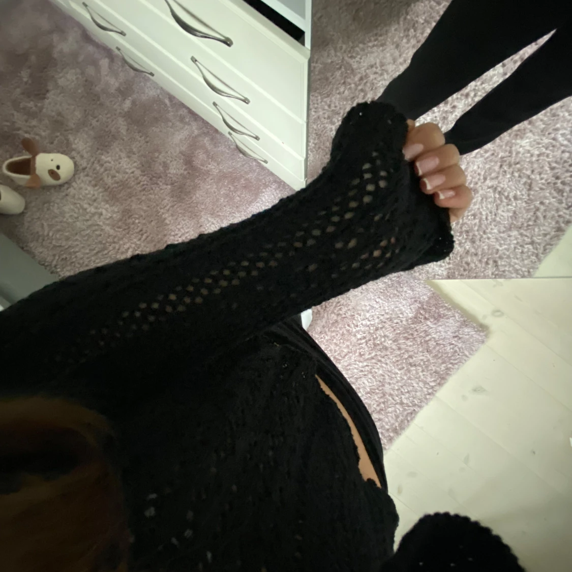 Svart spetsmönstrad tröja från only  - 2