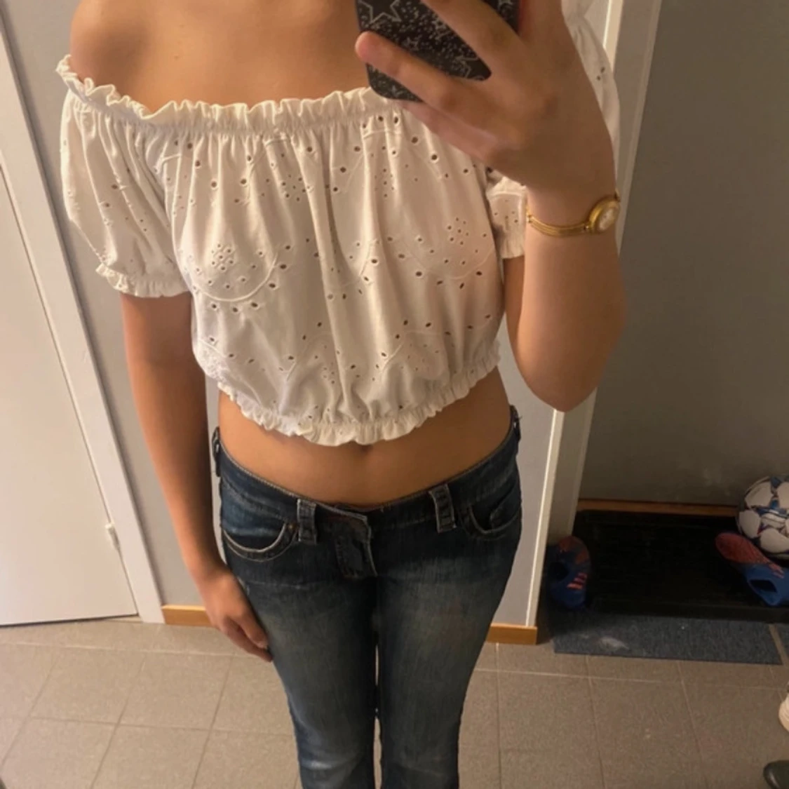 Vit offshoulder topp