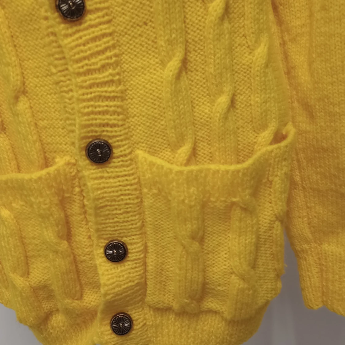 Gul stickad vintage retro kofta - 90