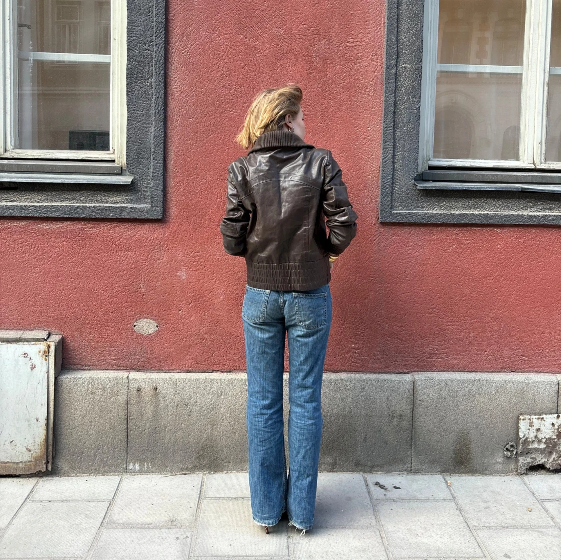 Brun skinnjacka - 90