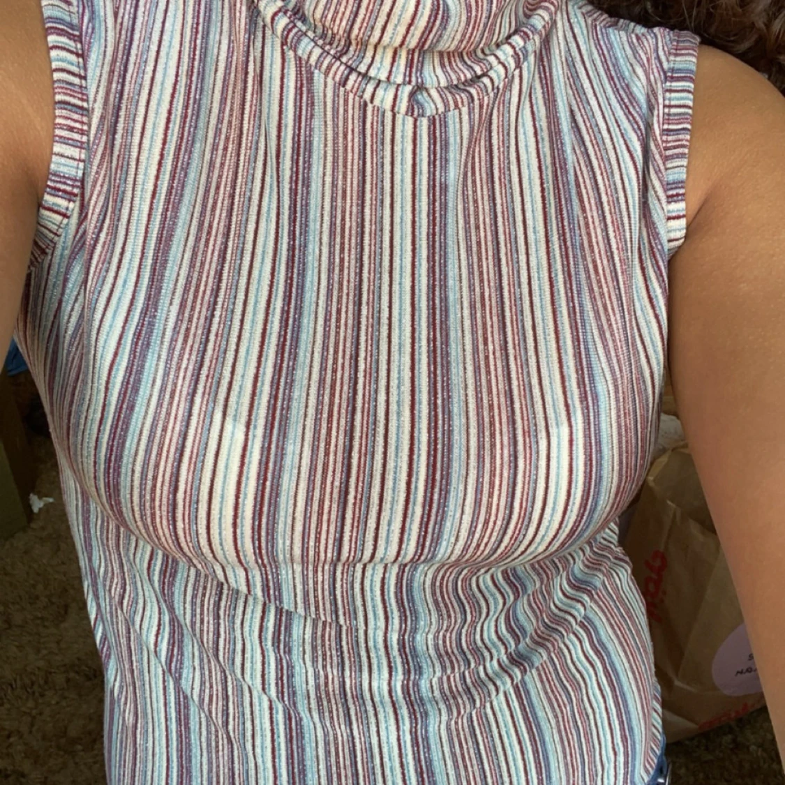 Randig ärmlös topp - 90