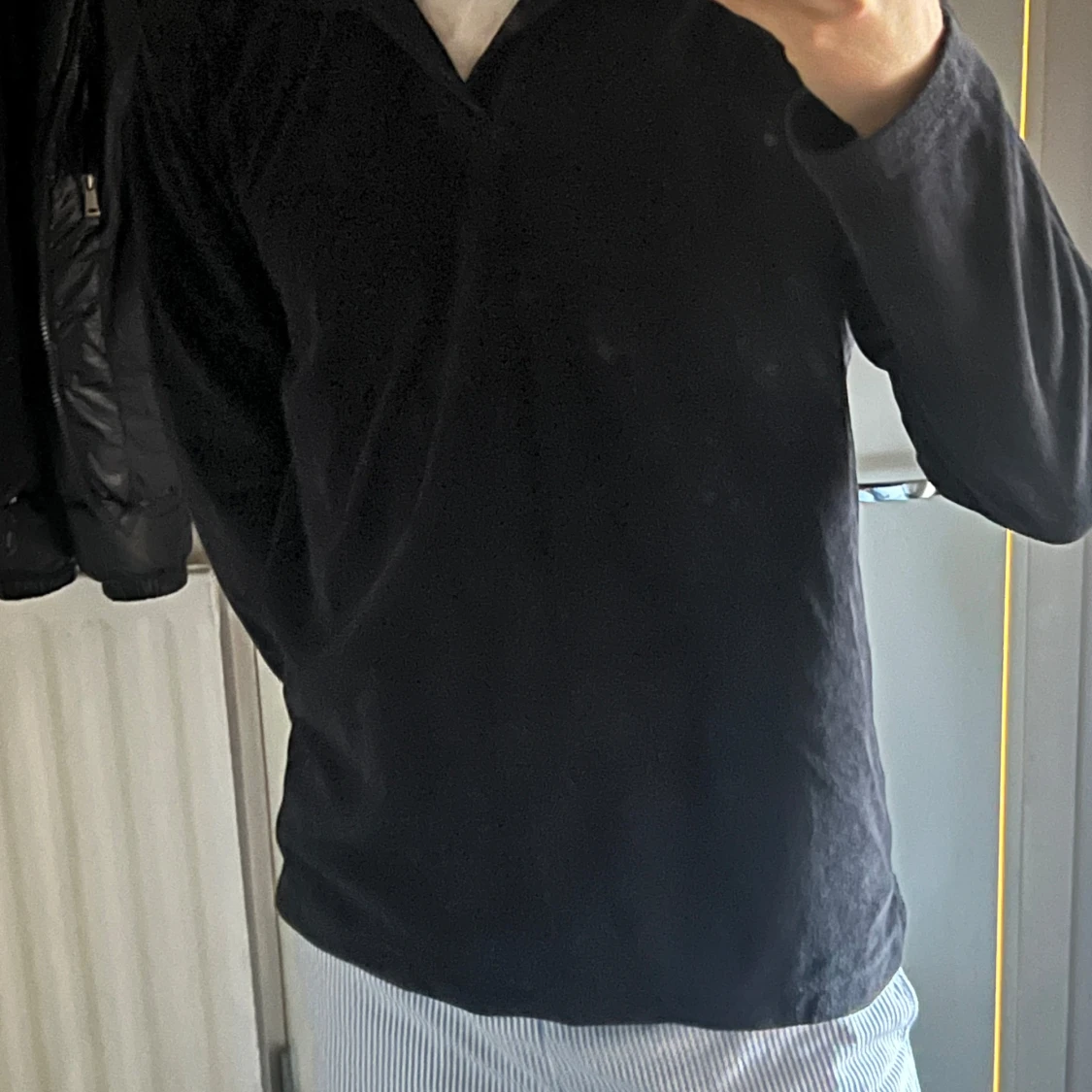 Svart långärmad Frottétröja