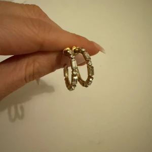 Guldörhängen med glittriga stenar - Snygga guldörhängen i creolmodell dekorerade med glittriga stenar. Perfekta för att ge en elegant touch till din stil. De har en klassisk design som passar till många tillfällen.