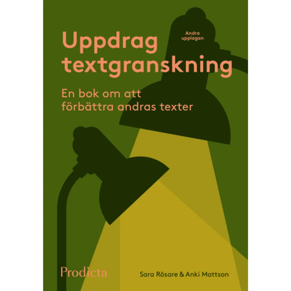 Uppdrag textgranskning är en praktisk handbok för dig som arbetar med att förbättra andras texter – allt från att korrekturläsa till att göra större förändringar i språket och dispositionen. Boken tar på ett systematiskt sätt upp vad du behöver ta ställning till, oavsett om du kommer in i en verksamhet som konsult eller om texten är en kollegas eller en students. I boken finns konkreta tips på hur du löser olika problem i texten och hur granskningsarbetet blir effektivt. Du får även råd om att sätta gränser, formulera argument och ge konstruktiv kritik. En bra textgranskning bygger nämligen på mer än språkkunskaper. Författarna lyfter också frågor om själva uppdraget: Vem äger texten? Vem ska bli nöjd med resultatet av granskningen? Hur bra kan texten bli? Bokens författare är examinerade språkkonsulter i svenska. Huvudförfattaren Sara Rösare arbetar inom både privat och offentlig sektor, med fokus på webbtexter och kundkommunikation. Hon håller även kurser och har flera års erfarenhet av att korrekturläsa på förlag. Medförfattaren Anki Mattson började som språkvårdare i början av 2000-talet. Hon arbetar i dag främst med juridiska texter, myndighetsrapporter och föreskrifter. Anki är en av författarna till Juristens skrivhandbok.    Format Häftad   Omfång 170 sidor   Språk Svenska   Förlag Prodicta förlag   Utgivningsdatum 2021-04-06   Medverkande Anki Mattson   Medverkande Karin Rosenberg   Medverkande Tina Selander   ISBN 9789198125054  . Böcker.