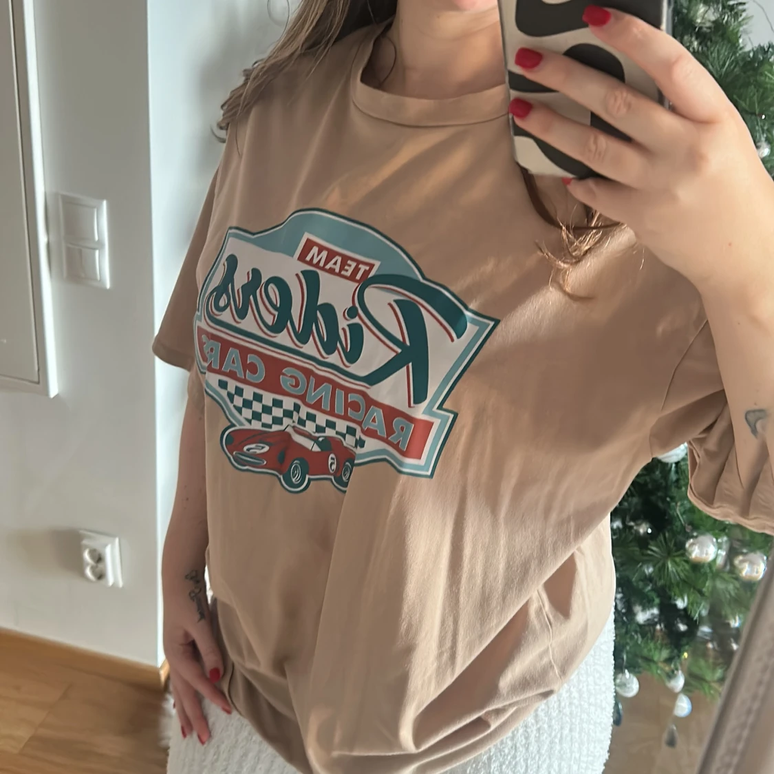 Oversized T-shirt med tryck
