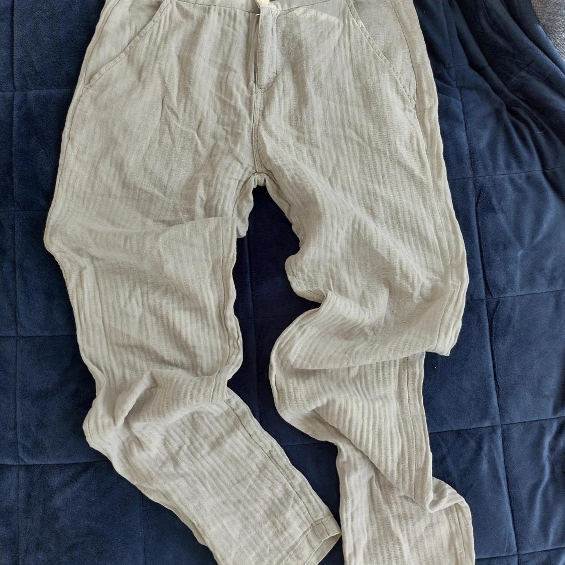 Beige linnebyxor från Lindex