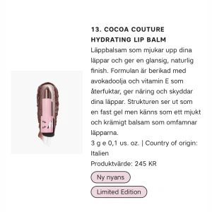 Lip Balm - Superfin Lipbalm med tint av mocka! Endast testad på handen! Perfekt nu till vintern när återfuktning behövs! Nypris 245 och den är i Limited edition 