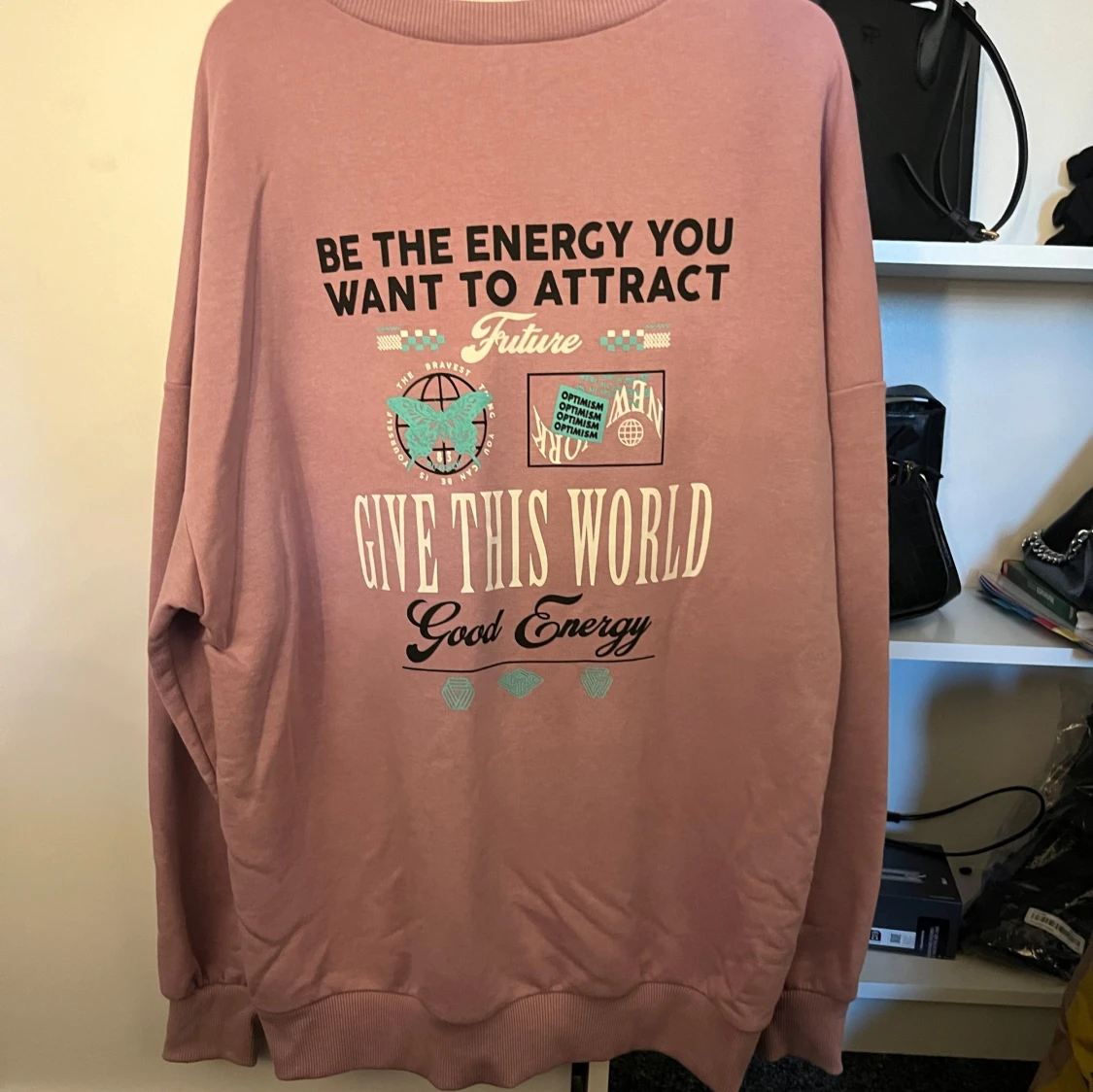 Rosa sweatshirt med tryck