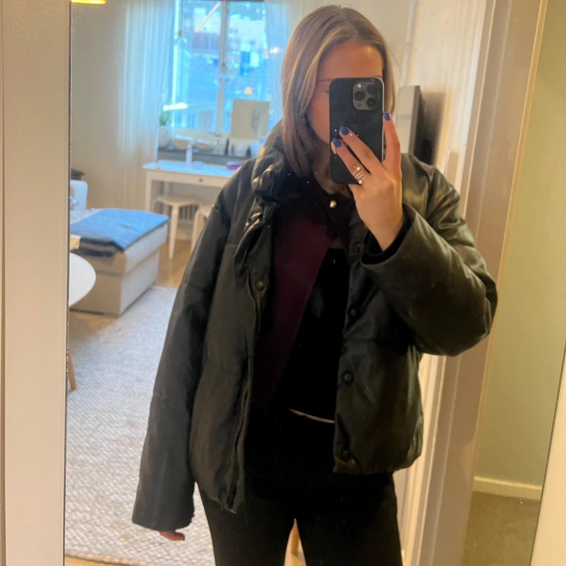 Svart vinterjacka läder