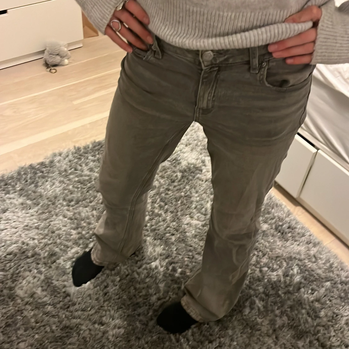 Grå bootcut jeans - 91