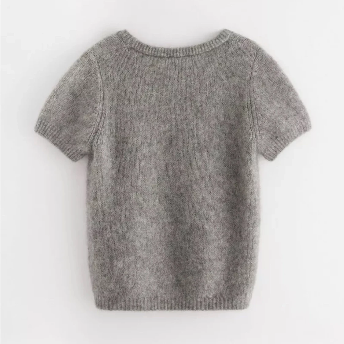 Grå 3/4 stickad tröja - 90