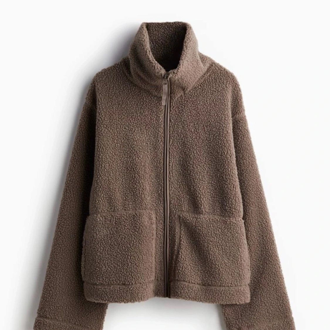 Brun teddyjacka med dragkedja - 90