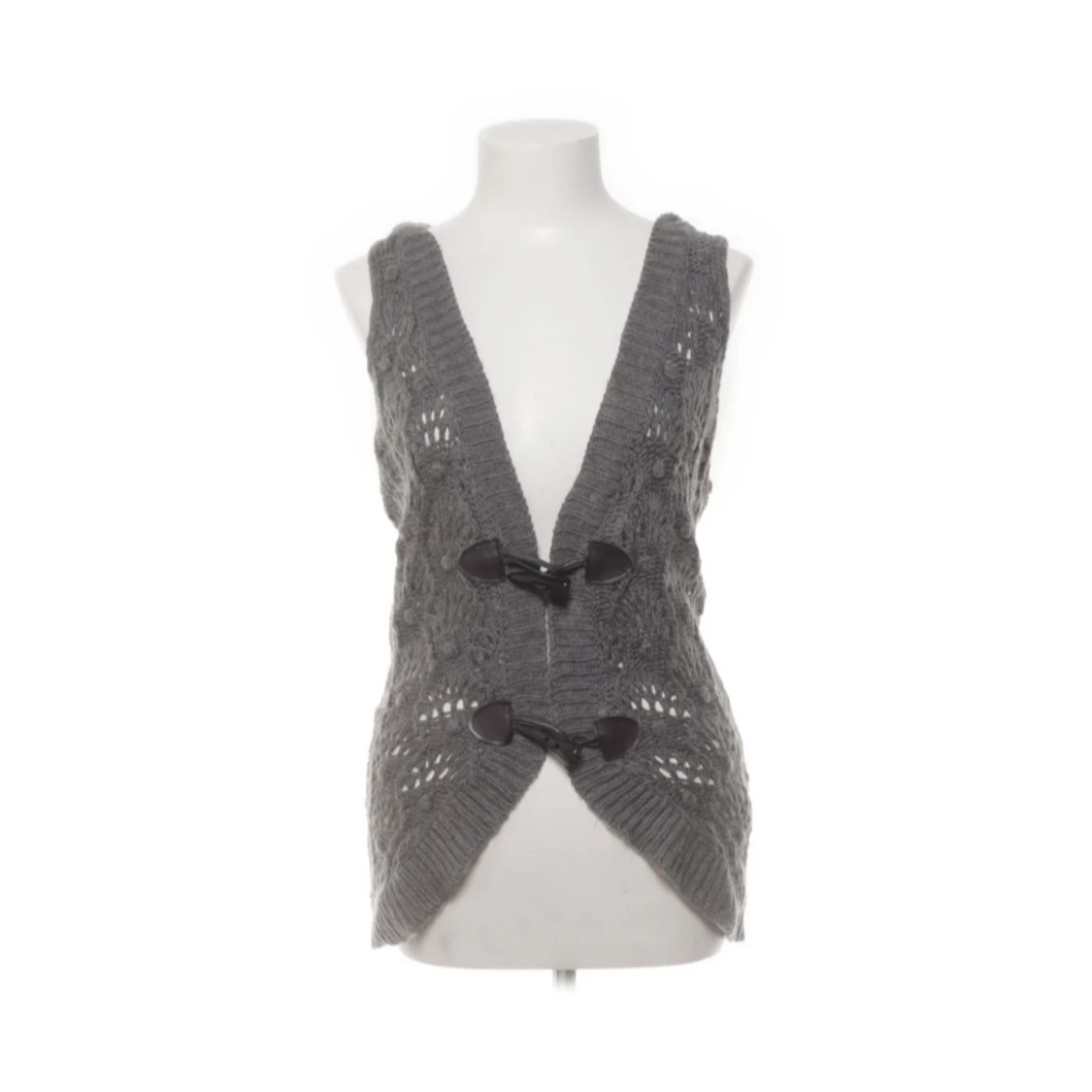 Grå stickad väst med huva