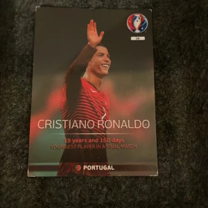 Ronaldo euro 2016 card - Its in good condition and you get it with a plastic protection. Its a youngest player in a final match card from euros 2016. Price can be discussed.