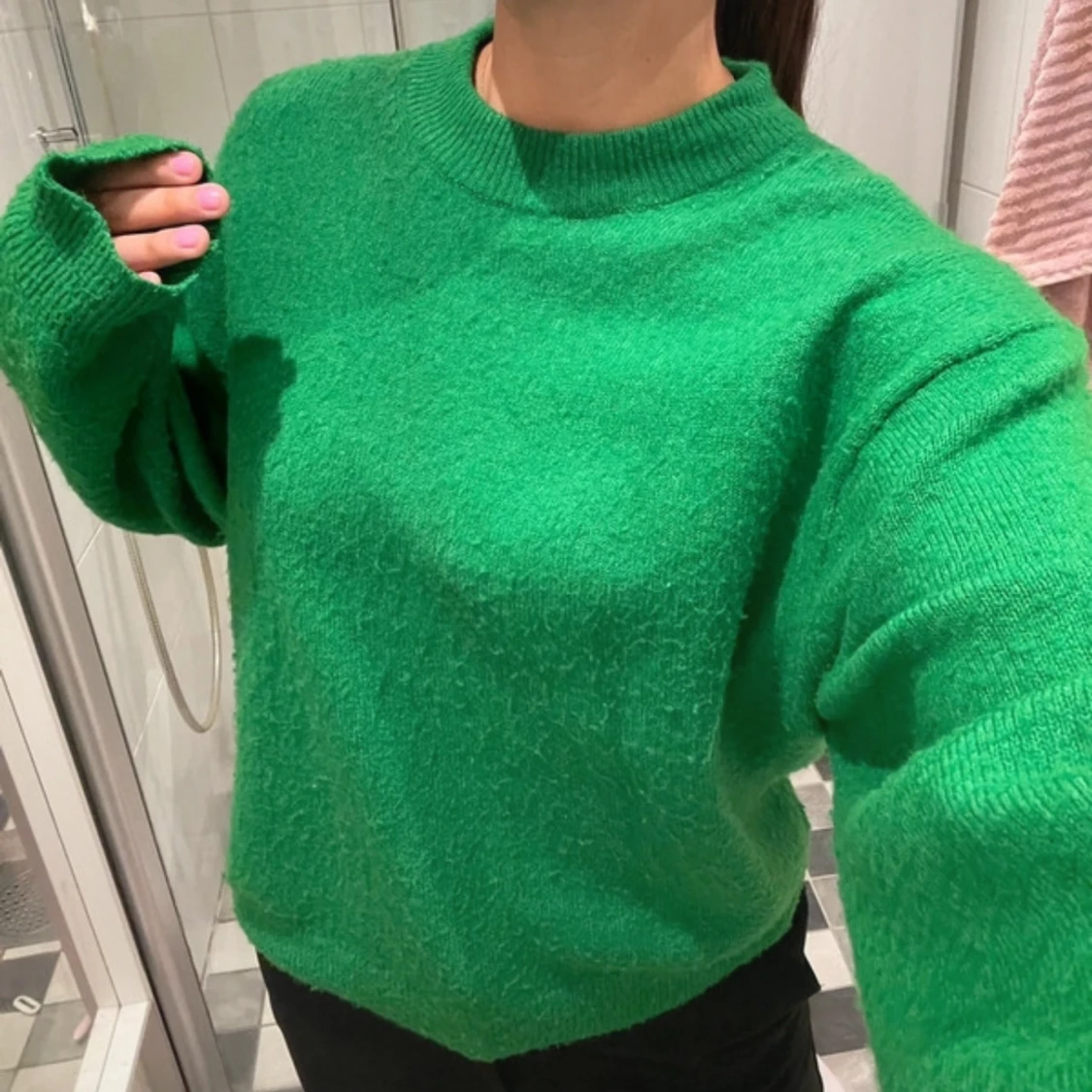 Grön stickad tröja - 90