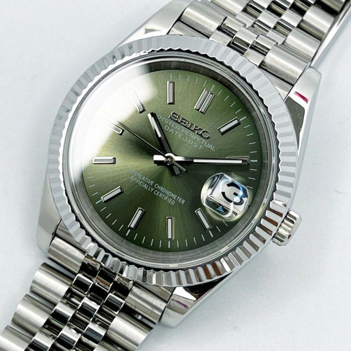 Seiko Datejust mod olivgrön