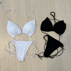 No tan line bikinis!  - Säljer tan-through bikinis - en vit och en svart. Sola utan bikinilinjen! Helt nya, oanvända. De är dessvärre stora på mig som har mindre byst. 