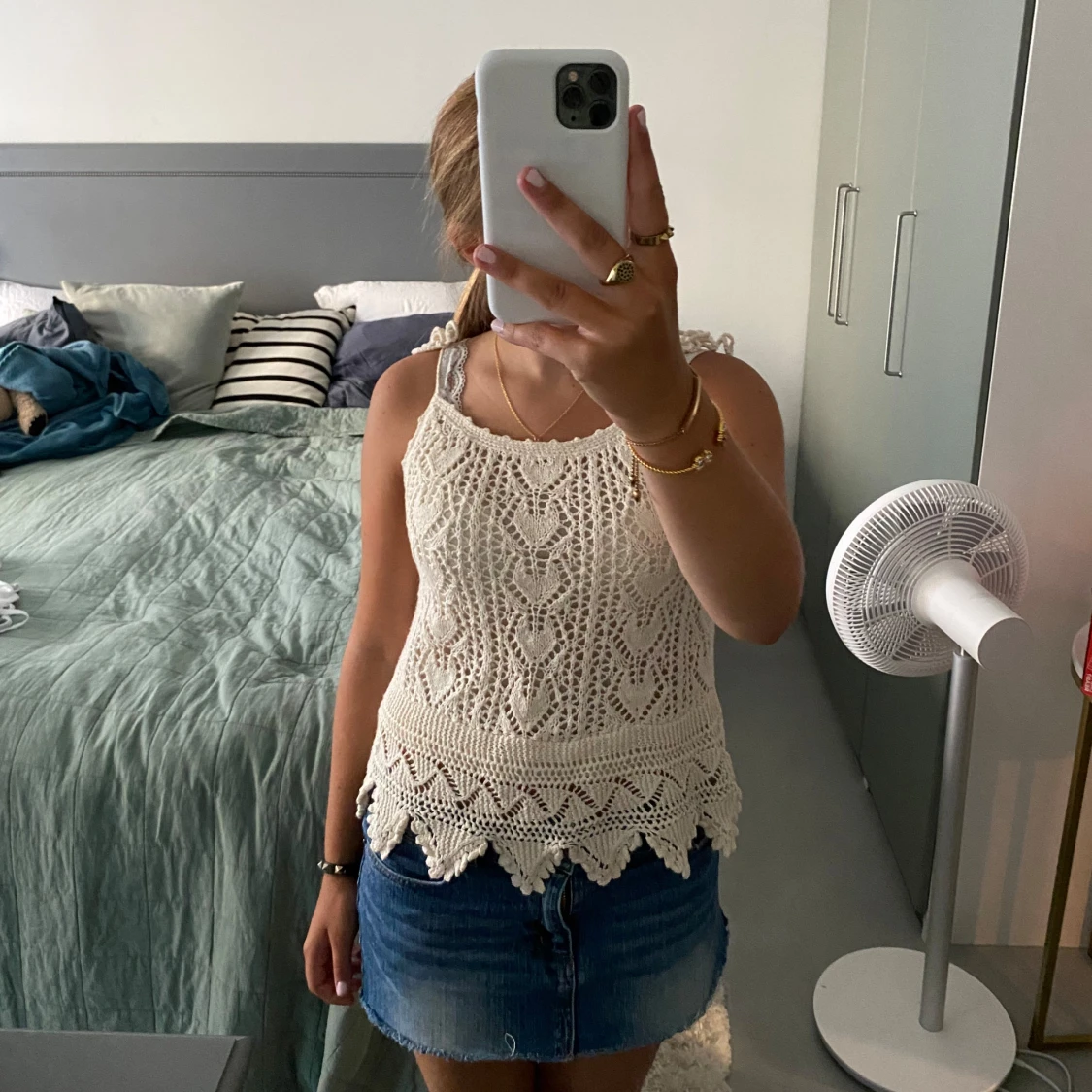 Broderat vitt linne - 90