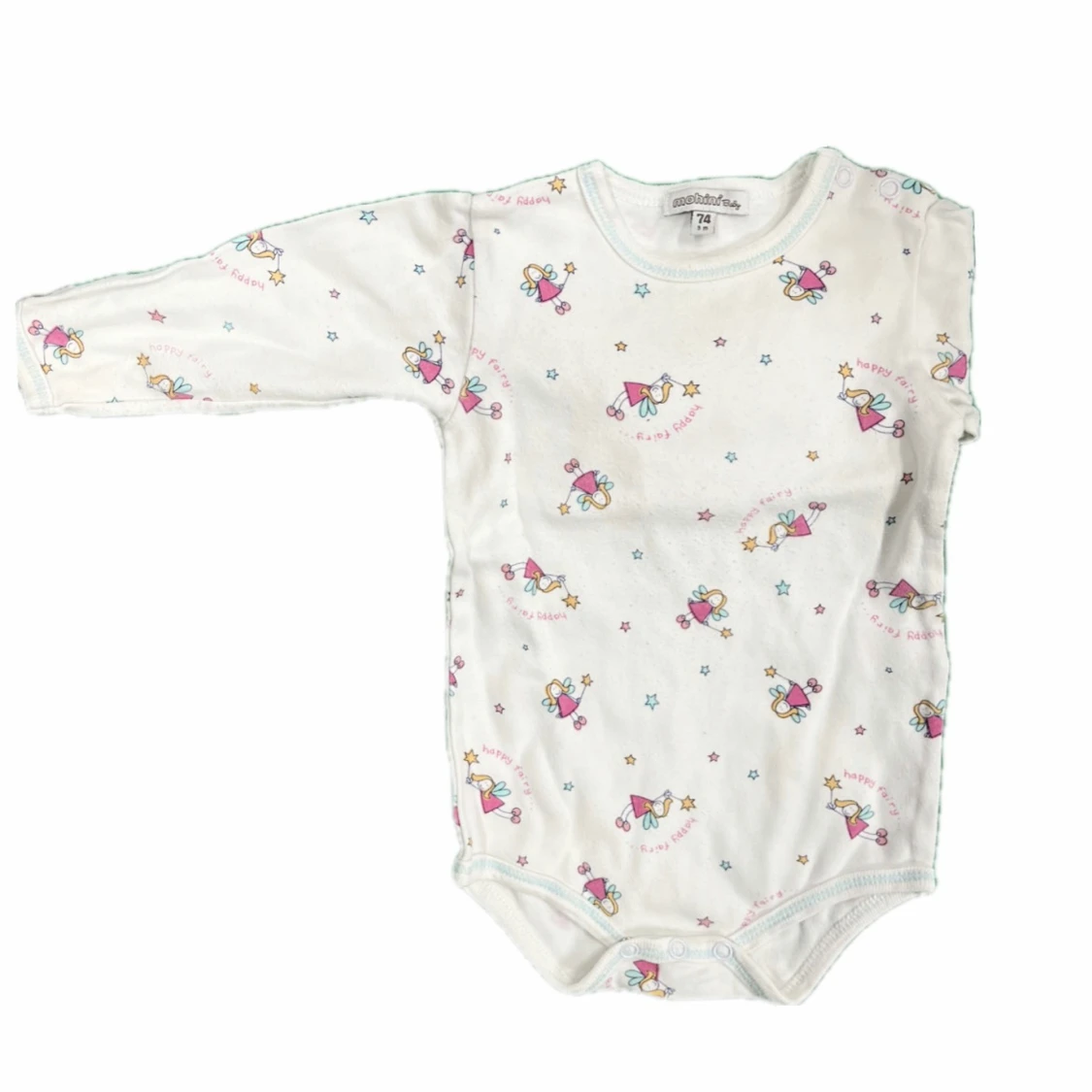 Vit långärmad body med änglamönster