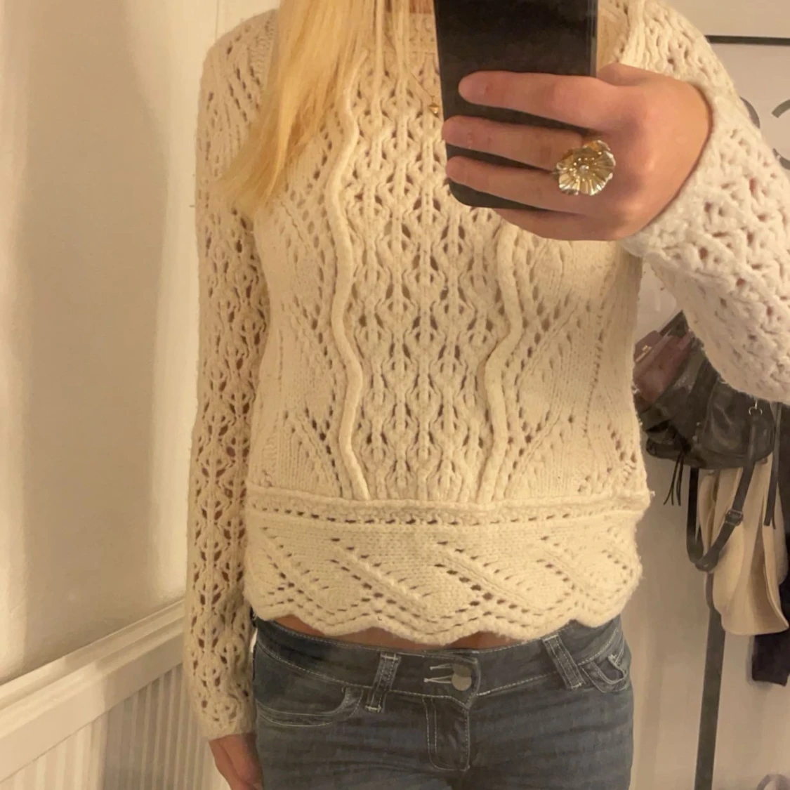 Vit stickad tröja - 1