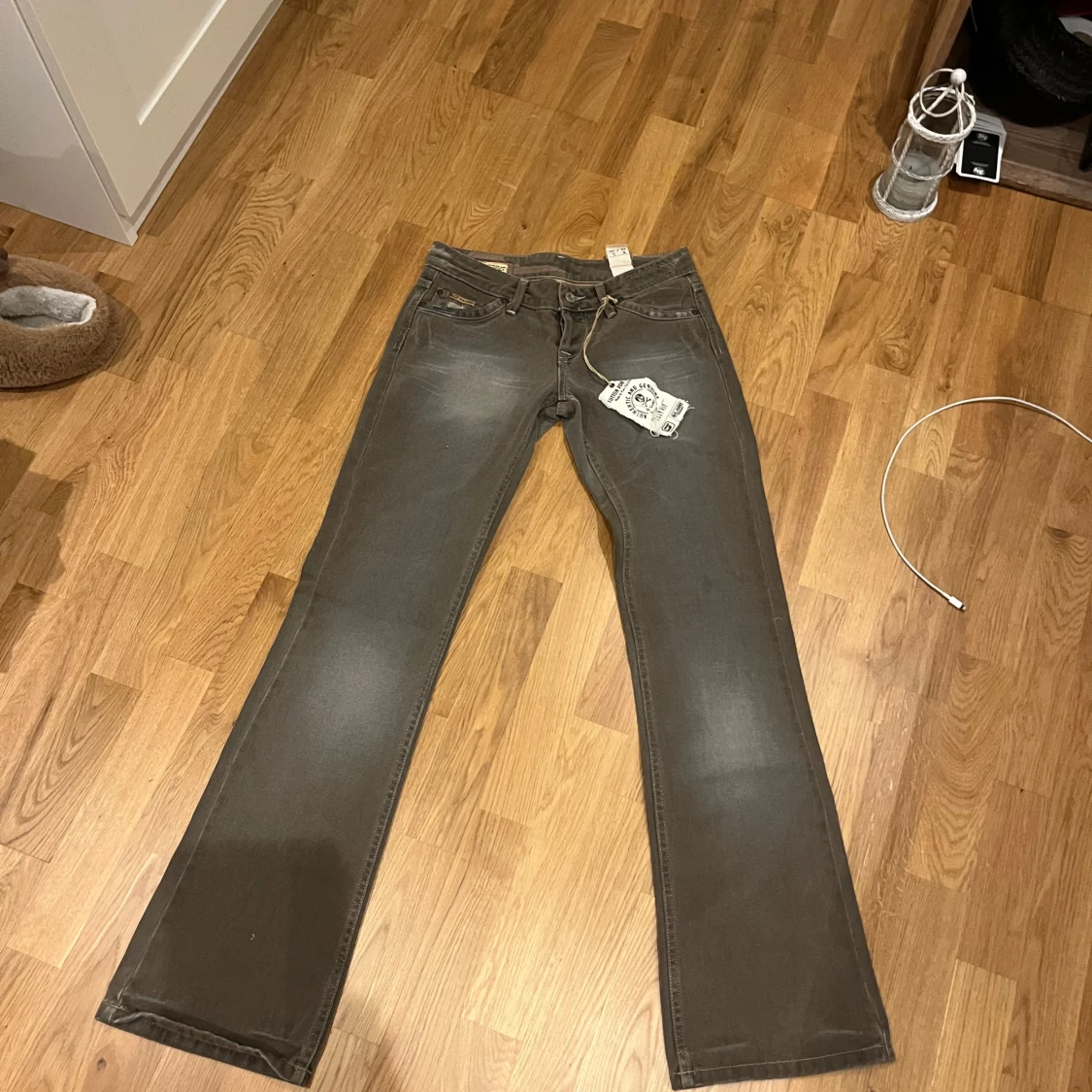Grågrön bootcut jeans  - 3