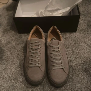 Grå sneakers med snörning - Snygga grå sneakers i mocka med snörning. Perfekta för en stilren look. Skostorlek 43.