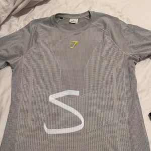 Grå tränings-t-shirt från Gymshark - Säljer en grå tränings-t-shirt från Gymshark i storlek S. Den är perfekt för träning med sitt lätta och andningsbara material. T-shirten har korta ärmar och en diskret logga på bröstet. Perfekt för gymmet eller löprundan!