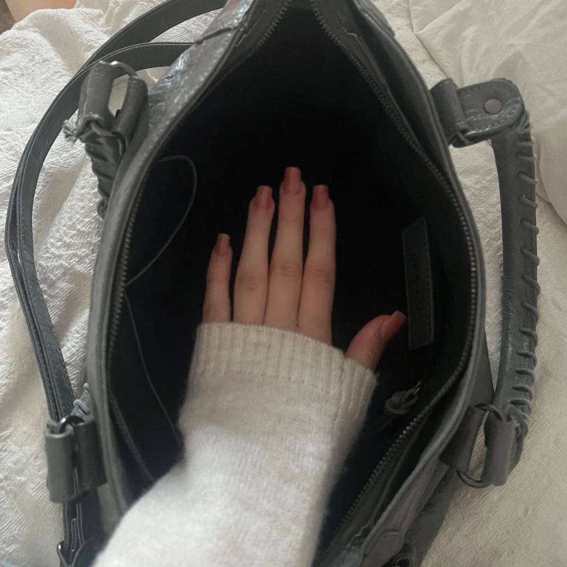 Grey leather bag - 91