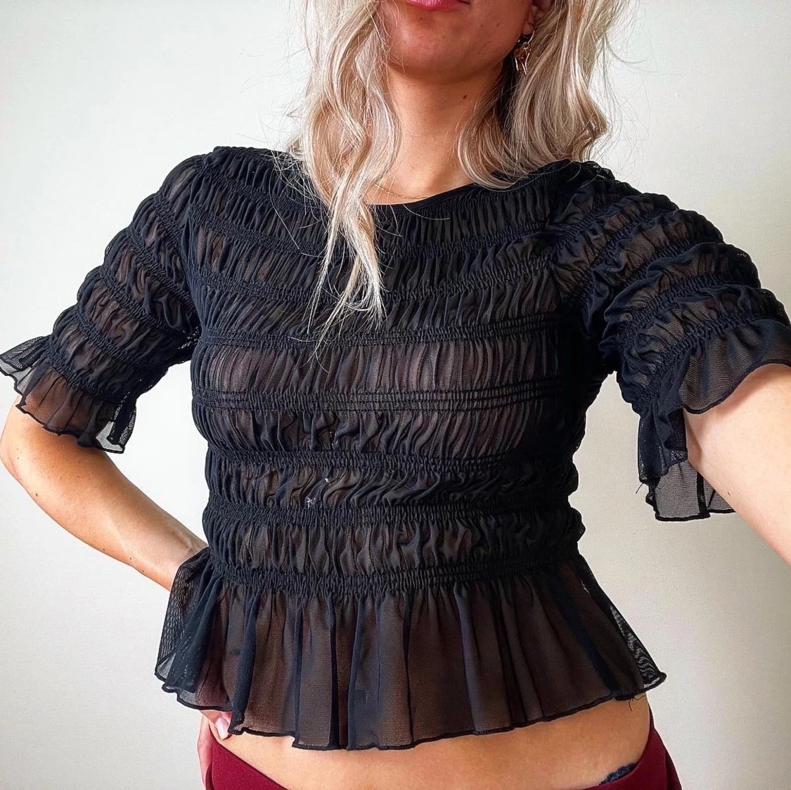 See through svart top - 90