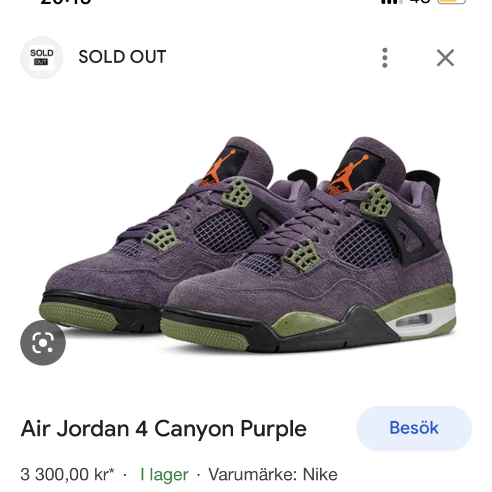 Ett par Air Jordan 4 Canyon Purple i nytt skicka använda max 3 gånger. Bekväma och trendiga. Buda gärna💕. Skor.