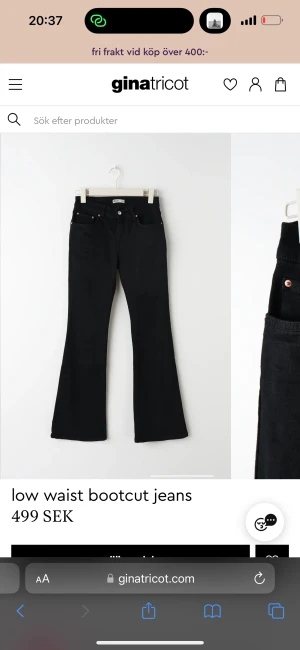 Low Rise jeans - Säljer mina low rise svarta bootcut jeans från Ginatricot,aldrig använda då storleken var för stor. Skriv för fler bilder.💕