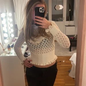 Pointelle tröja - Säljer denna superfina pointelle tröja från Zara, endast använd 2 gånger, alltså nyskick. Köparen står för frakten:)