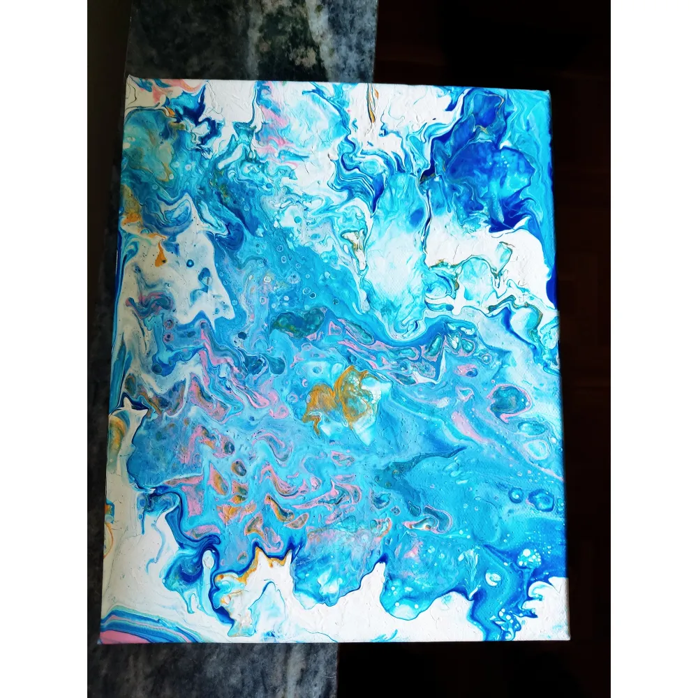 Painting with the pouring method. 24x30cm. Övrigt.