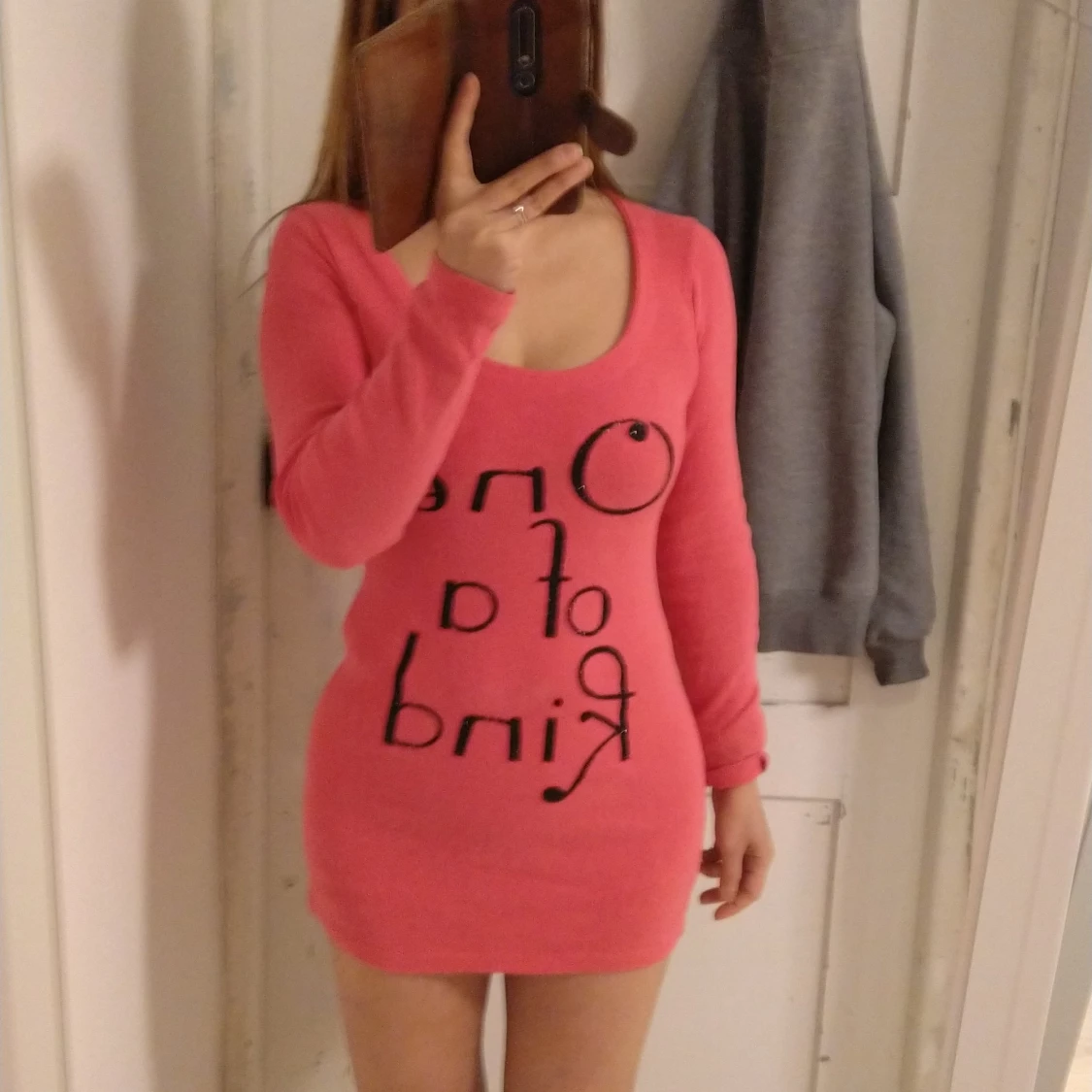 Rosa långarma klänning 34 - 91