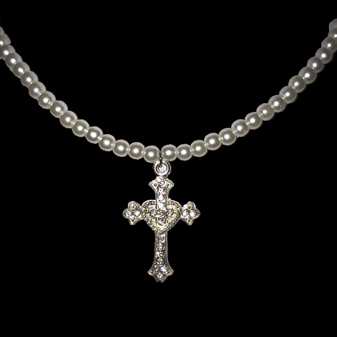 Rhinestone cross necklace - 91