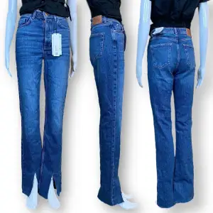 Jeans från Zara med prislapp kvar, storlek 34. Slits med hängande trådar.  Mått: Midjebredd 34cm Grendjup 27cm, Höftbredd 42cm & Innerbenslängd 86cm