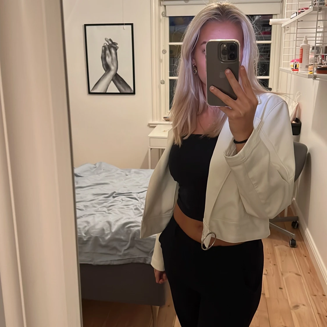 Vit läderjacka Bershka - 90