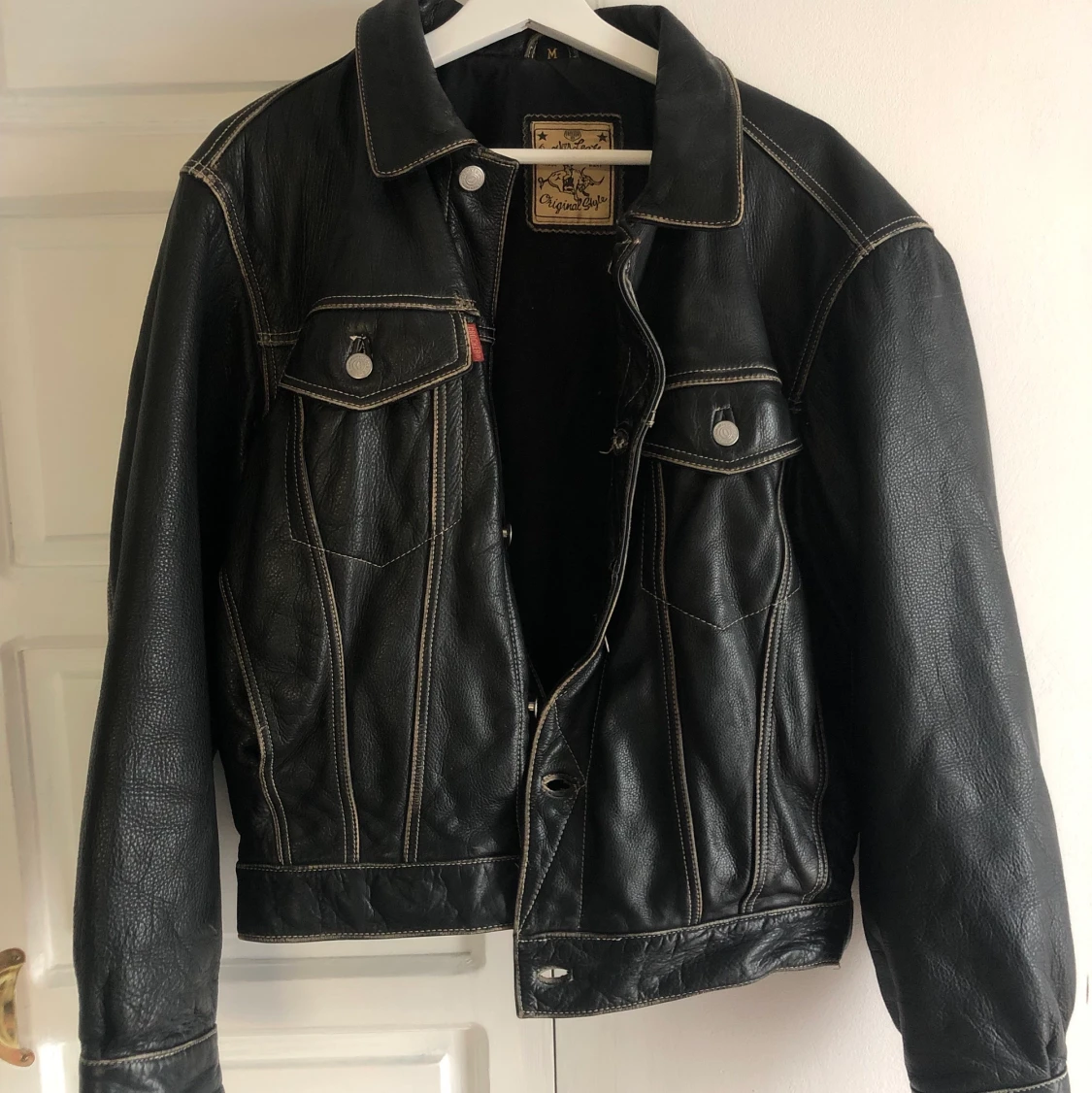 Retro oversize läderjacka 